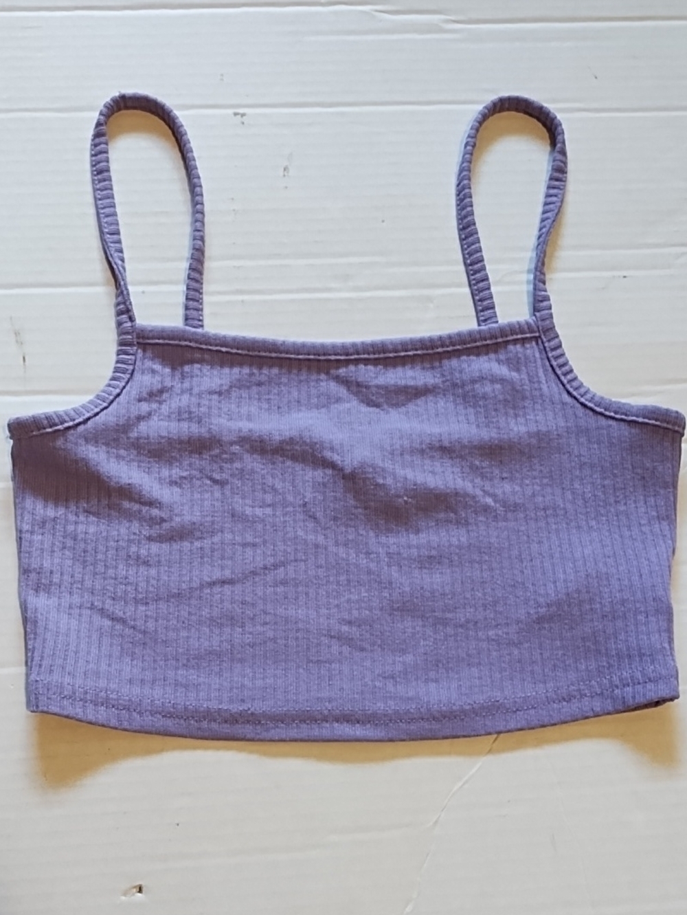 Ribbed Lilac Cropped Cami Tank Top (S)